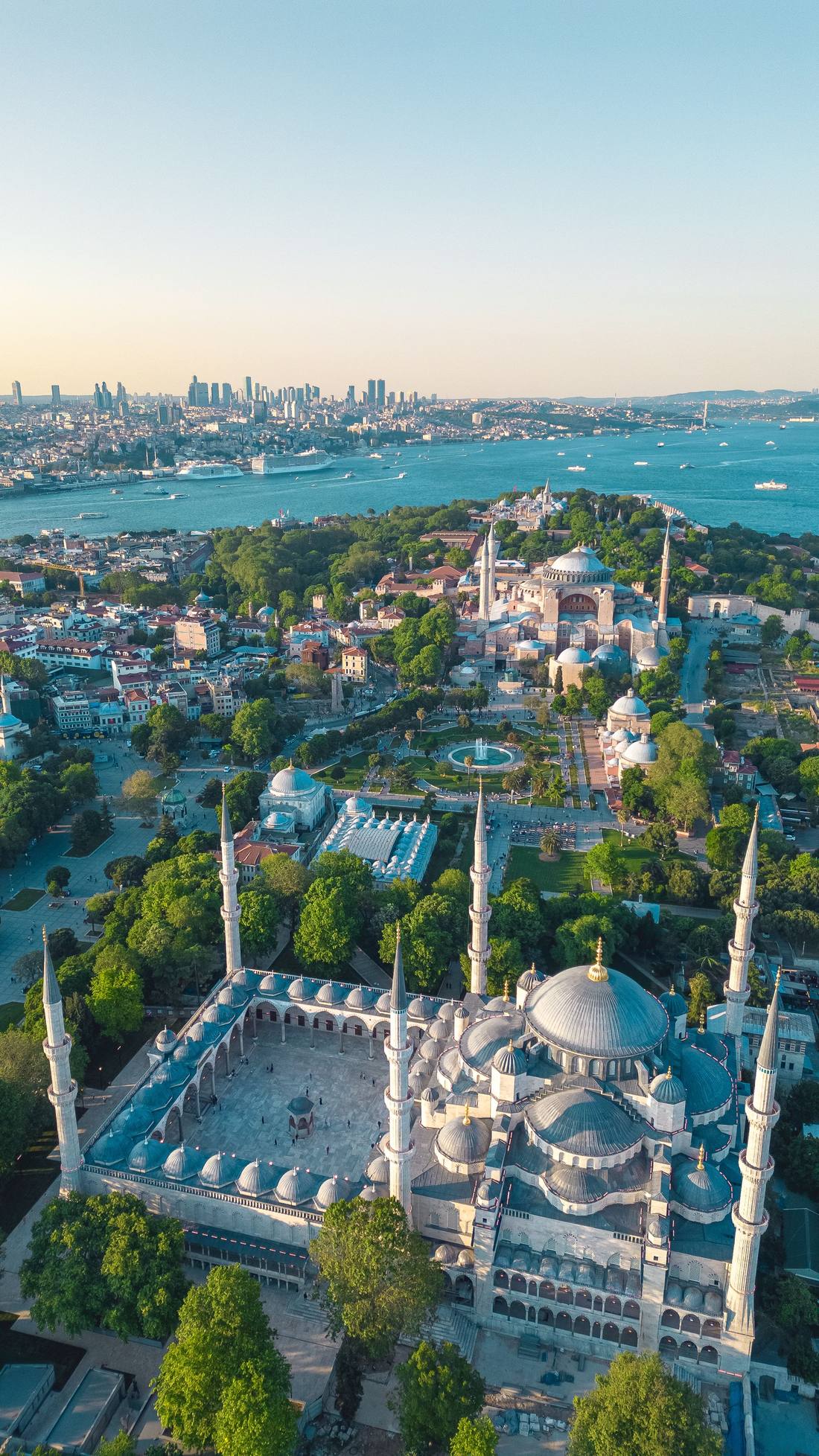 Aerial view of the Blue Mosque in Istanbul