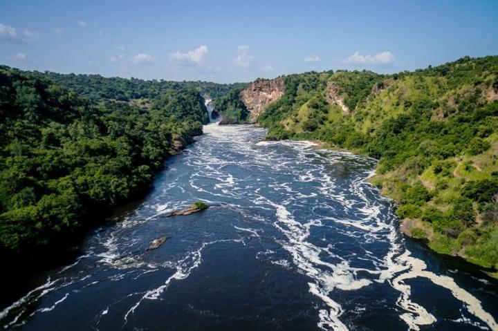 Aerial view of the Nile river gorge